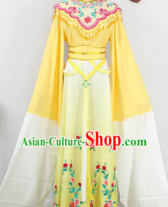 Chinese Peking Opera Diva Clothing Ancient Noble Lady Garment Costumes Traditional Fujian Opera Princess Yellow Dress Outfits