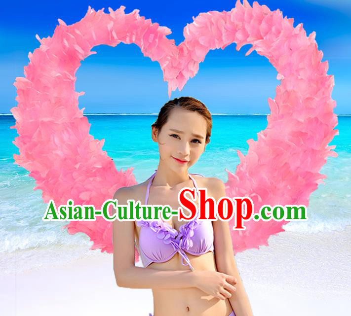 Custom Halloween Show Decorations Carnival Parade Back Accessories Miami Catwalks Props Headdress Cosplay Angel Pink Feather Wings