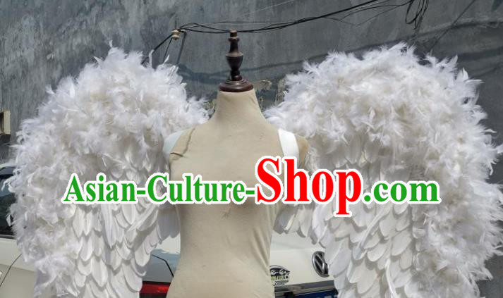 Custom Miami Catwalks Props Headdress Cosplay Angel Deluxe White Feather Wings Halloween Show Decorations Carnival Parade Back Accessories