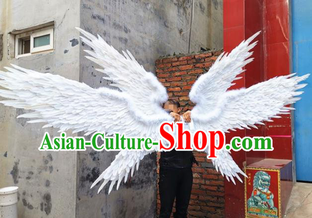 Custom Halloween Performance Props Headdress Carnival Parade Accessories Miami Angel Catwalks Back Decorations Cosplay Fairy Deluxe White Feathers Wings