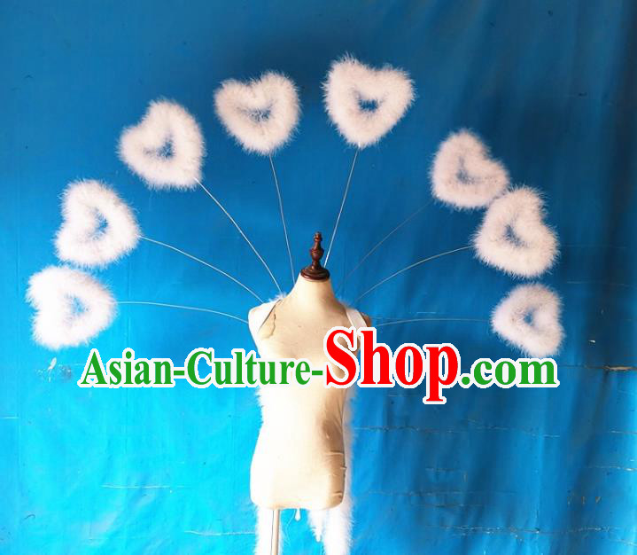 Custom Carnival Parade Feather Accessories Miami Catwalks Back Decorations Cosplay Fairy Heart Shape Wings Christmas Performance Props