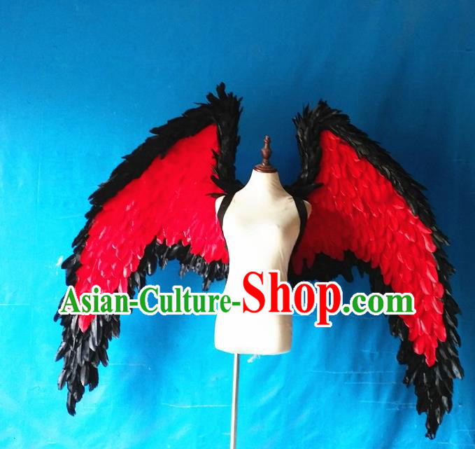 Custom Christmas Performance Props Carnival Parade Feather Accessories Miami Catwalks Back Decorations Cosplay Demon Red Feathers Wings