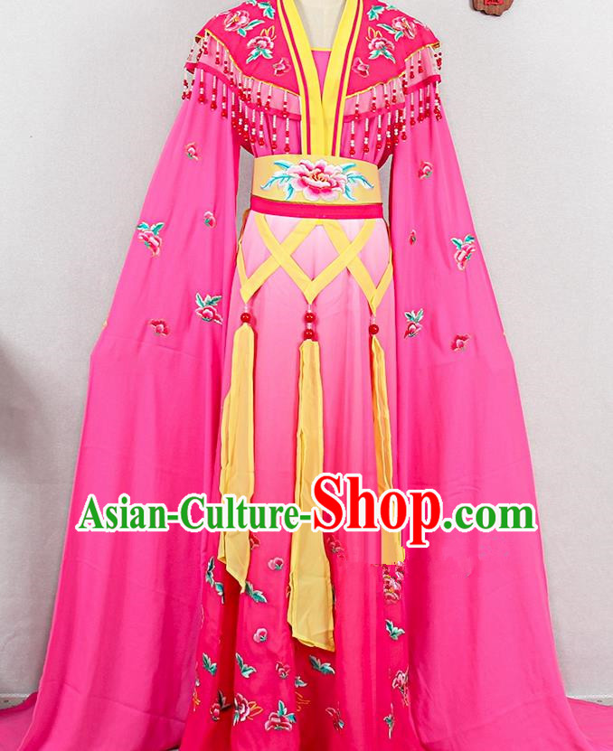 Chinese Peking Opera Princess Clothing Ancient Young Beauty Garment Costumes Traditional Hainan Opera Diva Rosy Dress Outfits