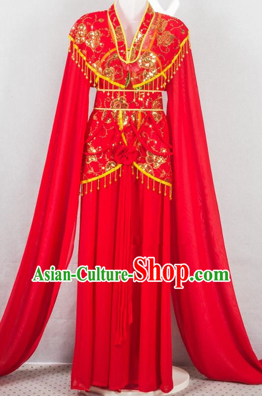 Chinese Ancient Fairy Garment Costumes Traditional Shaoxing Opera Actress Red Dress Outfits Peking Opera Diva Clothing