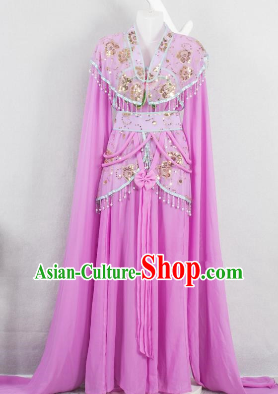 Chinese Ancient Princess Garment Costumes Traditional Shaoxing Opera Fairy Lilac Dress Outfits Peking Opera Young Lady Clothing