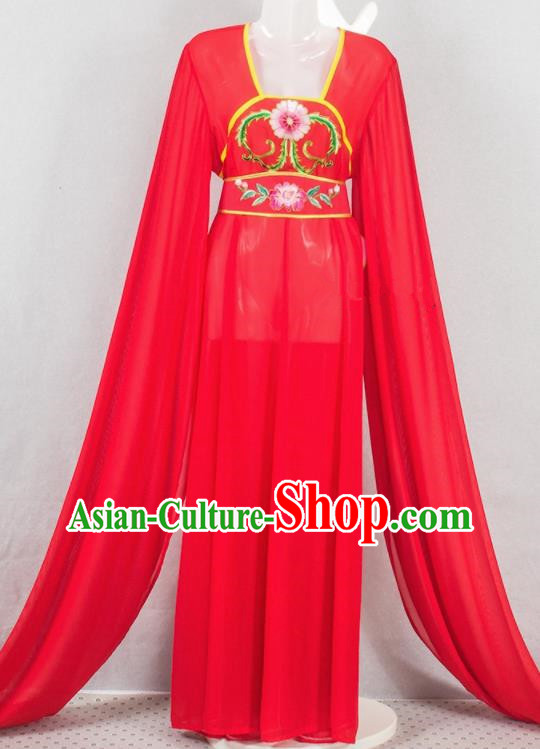 Chinese Ancient Court Maid Garment Costumes Traditional Huangmei Opera Actress Red Dress Outfits Peking Opera Hua Tan Clothing