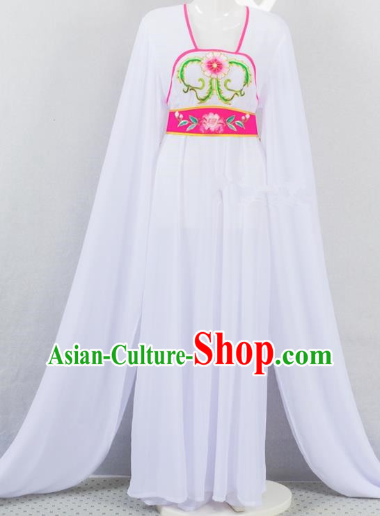 Chinese Peking Opera Hua Tan Clothing Ancient Court Maid Garment Costumes Traditional Huangmei Opera Actress White Dress Outfits