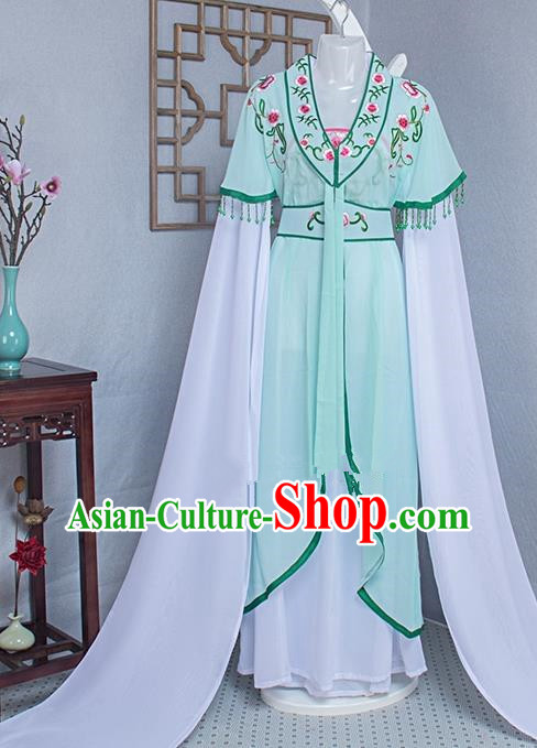 Chinese Peking Opera Hua Tan Clothing Ancient Nobility Lady Light Green Dress Outfits Traditional Shaoxing Opera Garment Costume