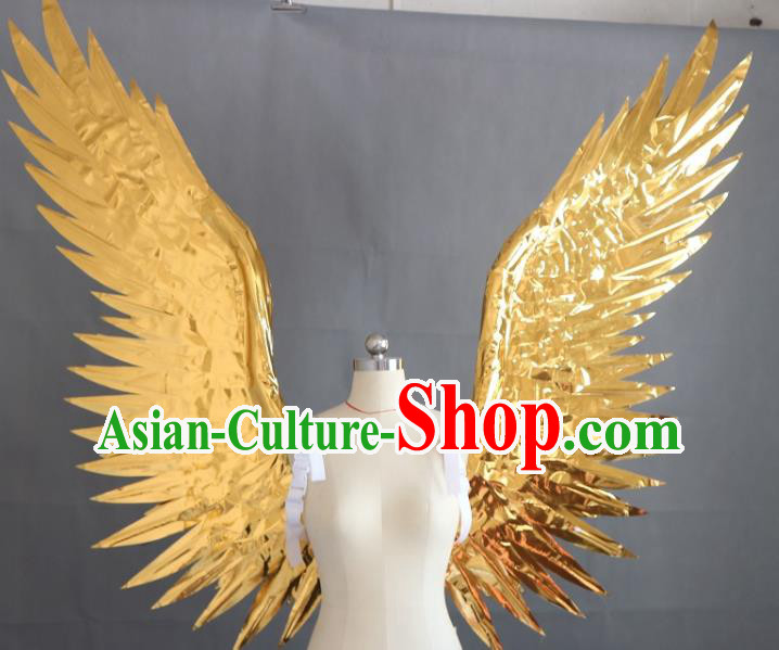 Custom Christmas Day Catwalks Golden Wings Miami Stage Show Back Decoration Accessories Halloween Cosplay Fancy Deluxe Props