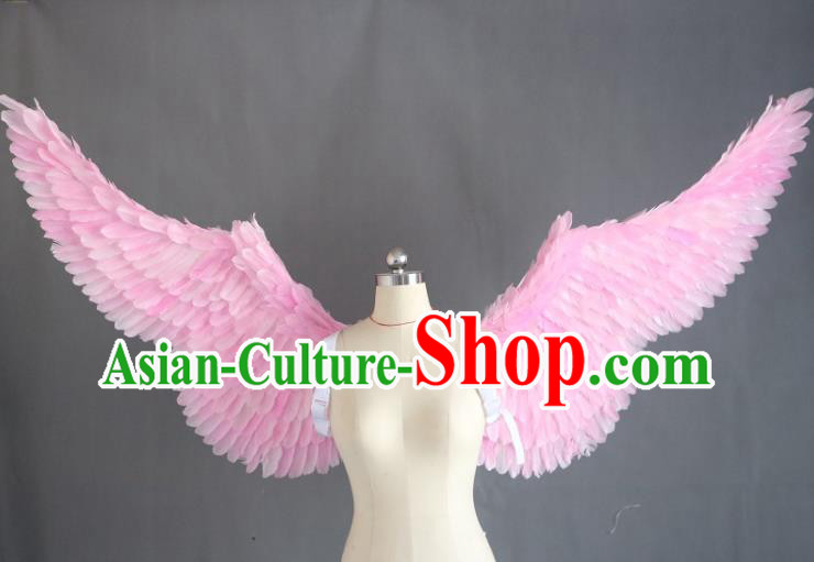 Custom Christmas Performance Pink Feather Wings Miami Catwalks Back Decoration Accessories Halloween Cosplay Angel Wing Stage Show Props
