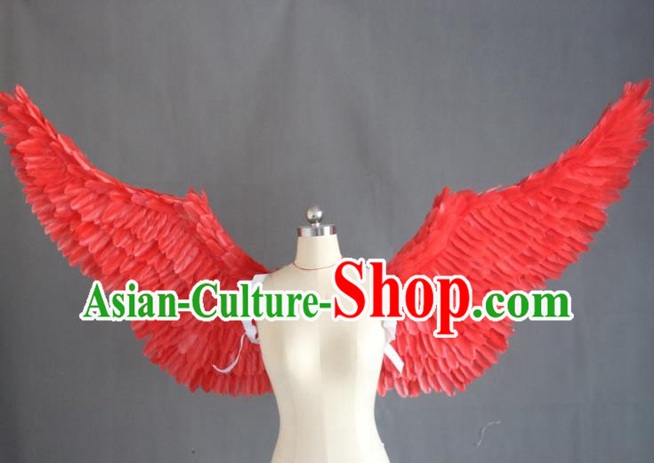 Custom Miami Catwalks Back Decorations Cosplay Angel Wing Accessories Stage Show Props Halloween Performance Red Feather Wings