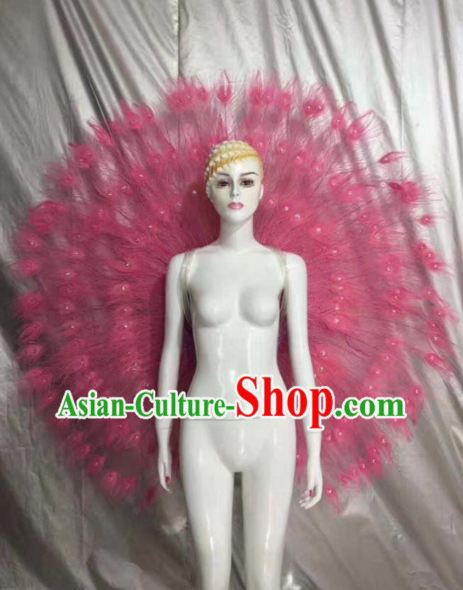 Custom Brazil Parade Props Halloween Performance Pink Feathers Wings Carnival Show Decorations Ceremony Catwalks Back Accessories