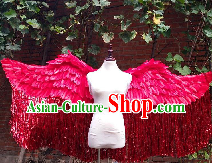 Custom Christmas Performance Props Carnival Parade Accessories Miami Angel Catwalks Back Decorations Cosplay Rosy Feathers Tassel Wings