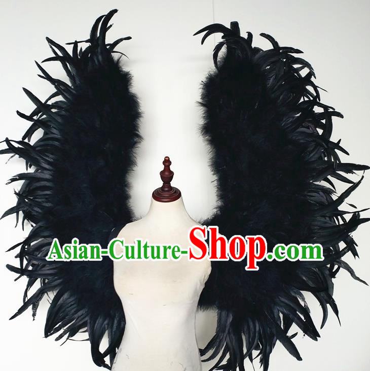Custom Cosplay Demon Black Feathers Wings Halloween Performance Props Carnival Catwalks Accessories Miami Parade Show Decorations