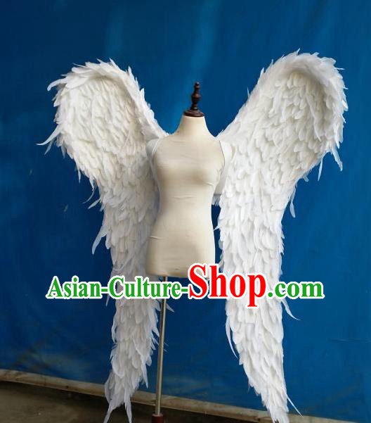 Custom Carnival Catwalks Accessories Miami Parade Show Decorations Cosplay Angel White Feather Wings Halloween Performance Props