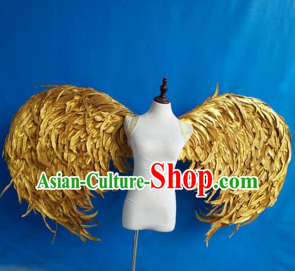 Custom Halloween Fancy Ball Props Carnival Catwalks Accessories Miami Parade Show Decorations Cosplay Angel Golden Feather Wings