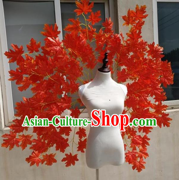 Custom Halloween Fancy Ball Props Carnival Parade Accessories Miami Stage Show Decorations Cosplay Angel Red Maple Leaf Wings