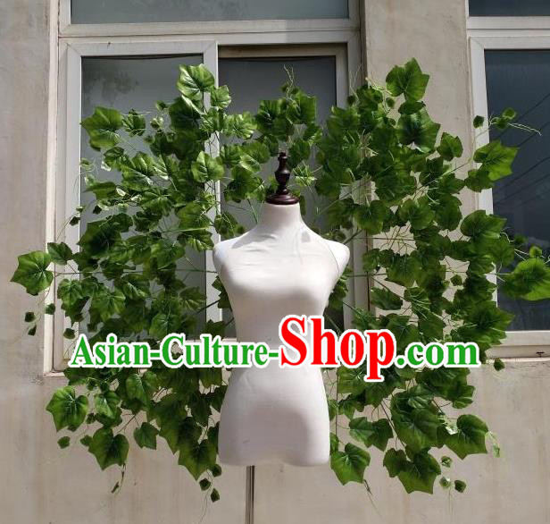 Custom Miami Stage Show Decorations Cosplay Props Angel Green Leaf Wings Halloween Fancy Ball Wear Carnival Parade Accessories