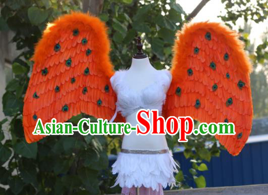 Custom Halloween Cosplay Decorations Stage Show Props Opening Dance Wear Carnival Parade Back Accessories Miami Angel Orange Feather Wings