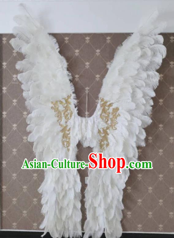 Custom Miami Parade Deluxe Accessories Cosplay Angel Ostrich Feather Wings Halloween Performance Decorations Stage Show Giant Props Opening Dance Wear