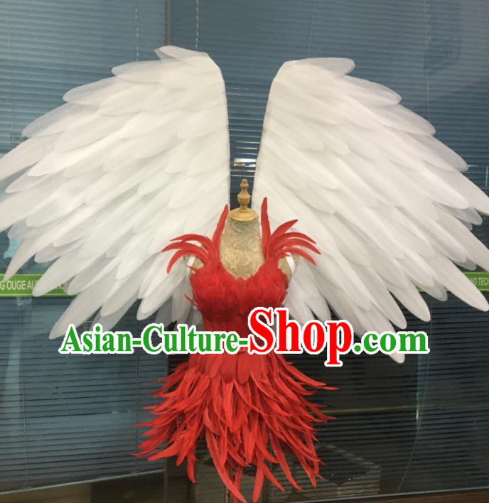 Custom Miami Catwalks Wear Christmas Performance Props Halloween Cosplay Angel Wings Stage Show White Feather Decorations Opening Dance Accessories