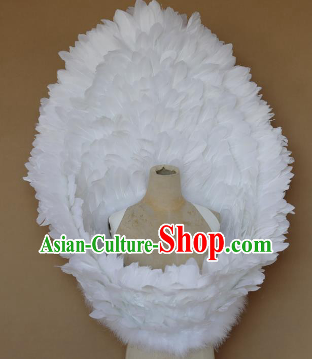 Custom Christmas Catwalks Props Opening Dance White Feather Wings Carnival Parade Accessories Miami Stage Show Wear