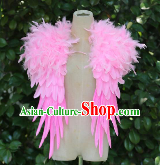 Top Samba Dance Pink Feather Shoulder Accessories Miami Catwalks Cape Decorations Stage Show Prop Brazilian Carnival Epaulet