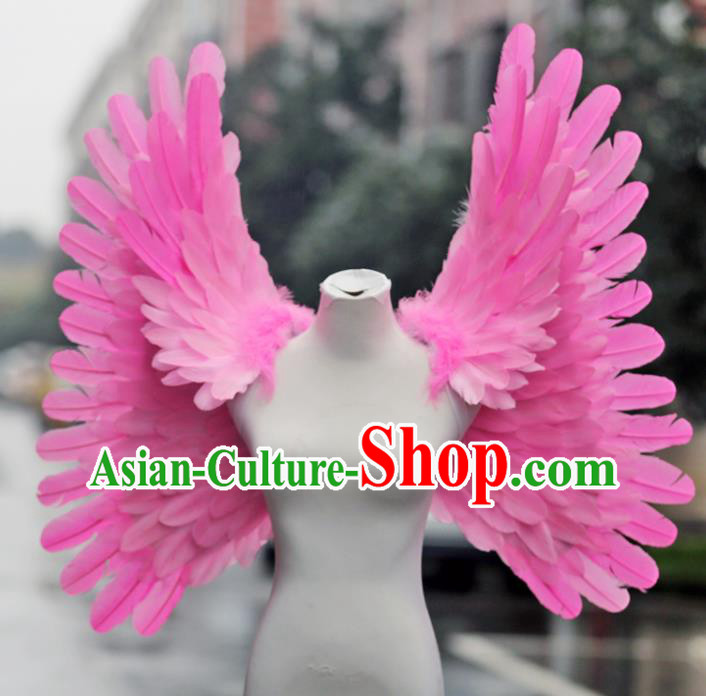 Custom Carnival Parade Back Accessories Miami Stage Show Wear Christmas Catwalks Props Opening Dance Pink Feather Wings