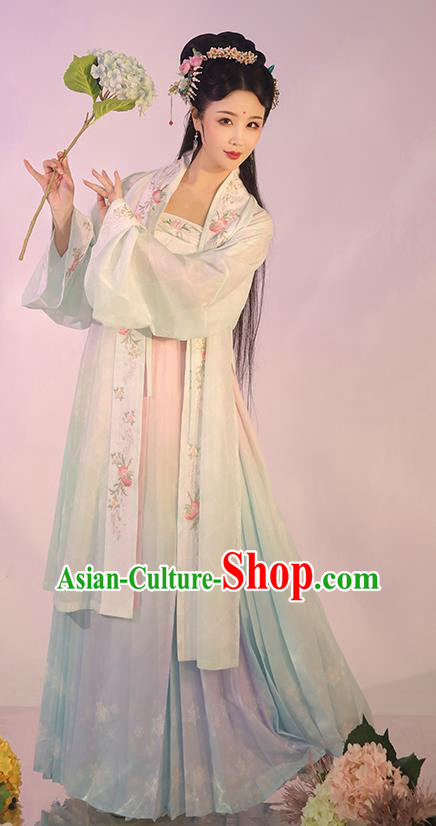 China Traditional Embroidered Hanfu Dress Ancient Court Woman Garment Costumes Song Dynasty Palace Princess Historical Clothing