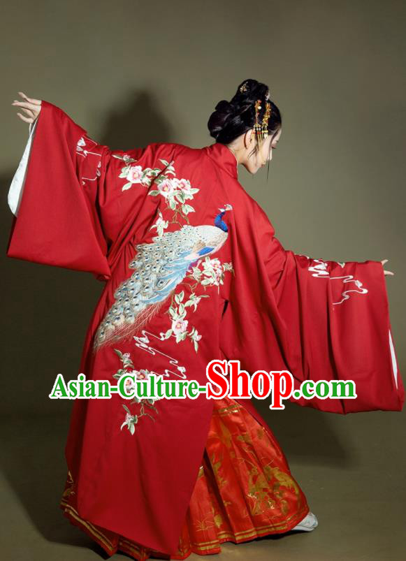 China Ancient Nobility Woman Costumes Ming Dynasty Imperial Concubine Historical Clothing Traditional Wedding Embroidered Hanfu Dress Garments