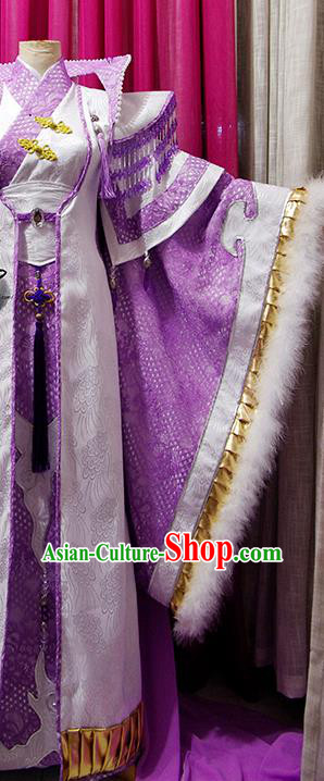 China Cosplay Fairy Queen Purple Dress Outfits Traditional Puppet Show Goddess Yu Lijing Garment Costumes Ancient Empress Clothing