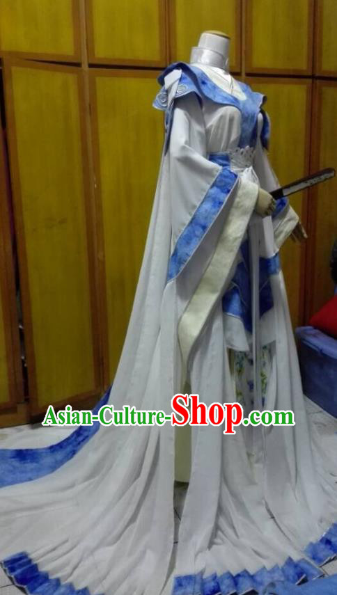 Chinese Ancient Noble Childe Robe Uniforms Traditional Cosplay Swordsman Clothing Puppet Show Royal Highness Mo Zhaonu Garment Costumes