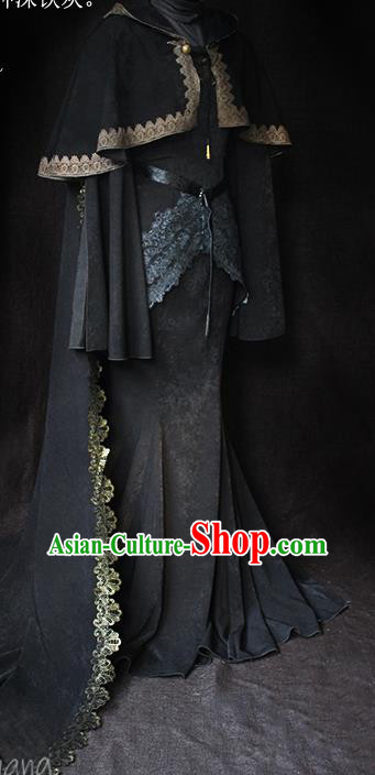 Top Cosplay Queen Black Dress Gothic Royal Countess Garment Costume Demon Angel Clothing