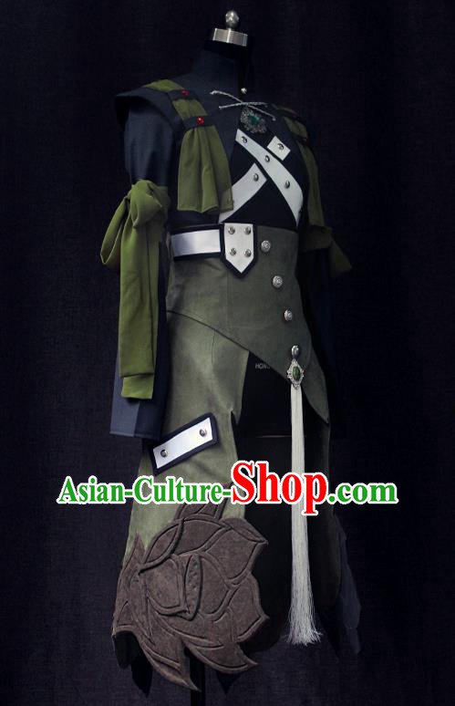 Custom Western Assassin Olive Green Suits Cosplay Knight Clothing Game Puppet Show Swordsman Garment Costumes