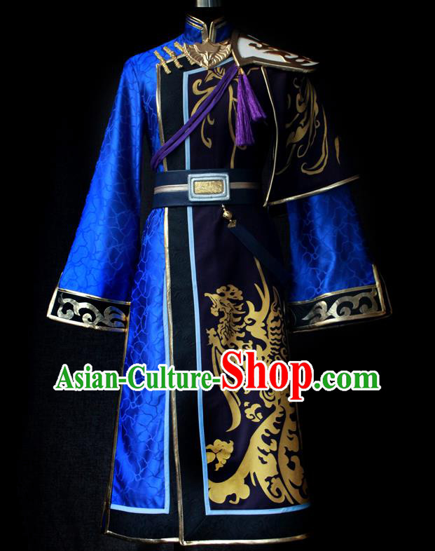 Chinese Game Dynasty Warriors Swordsman Garment Costumes Ancient Strategist Xun Yu Uniforms Traditional Cosplay Militarist Clothing