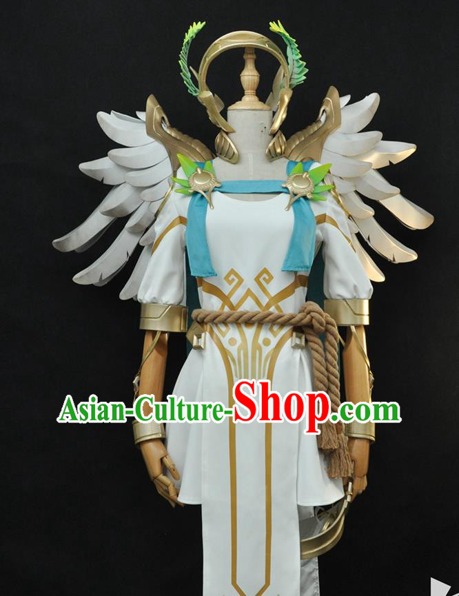 Top Overwatch Goddess Garment Costumes Traditional Game Role Angel Clothing Cosplay Swordswoman White Dress