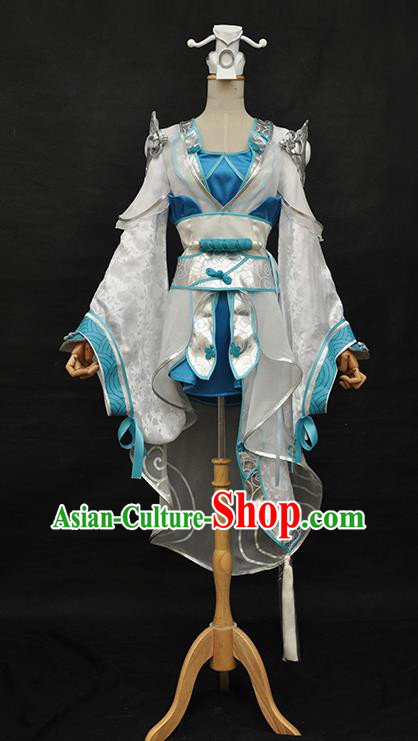 Top Cosplay Swordswoman White Dress Game Role Female Knight Garment Costumes Traditional Chivalrous Woman Clothing