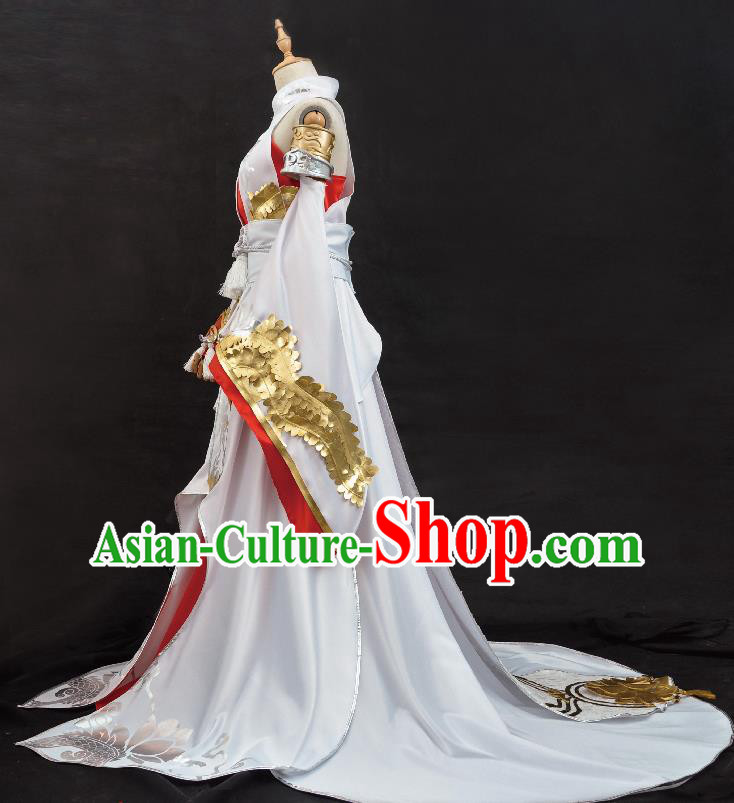Top Game Role Female Knight Garment Costumes Traditional Fairy Princess Clothing Cosplay Swordswoman White Dress