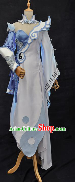 Top Cosplay Swordswoman White Dress Game Role Female Knight Garment Costumes Traditional Taoist Nun Clothing