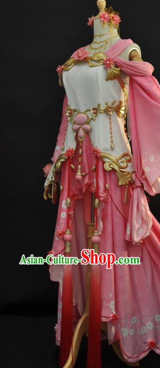 Top Moonlight Blade Swordswoman Garment Costumes Traditional Game Role Fairy Clothing Cosplay Young Beauty Pink Dress
