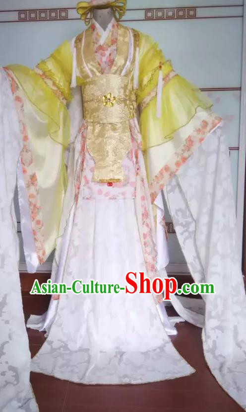 China Cosplay Princess Water Sleeve Dress Outfits Traditional Puppet Show Feng Cailing Garment Costumes Ancient Palace Beauty Clothing