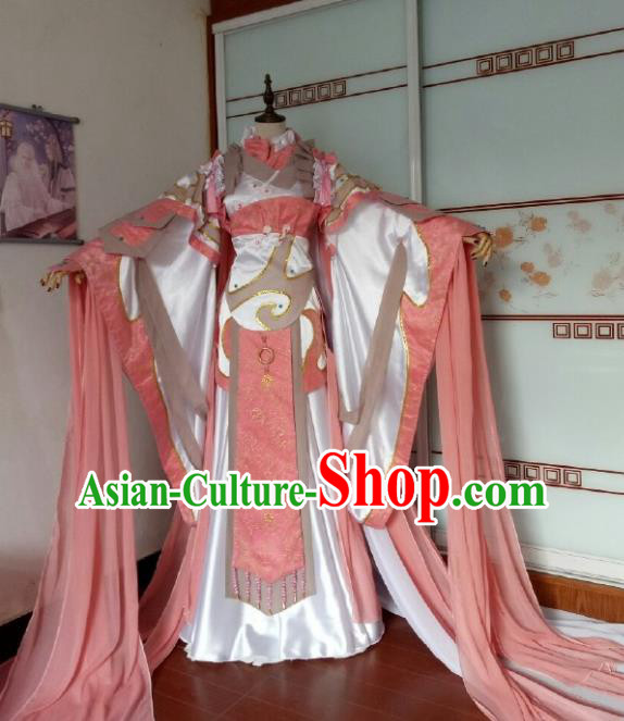 China Cosplay Fairy Pink Dress Outfits Traditional Puppet Show Princess Cui Luohan Garment Costumes Ancient Young Beauty Clothing