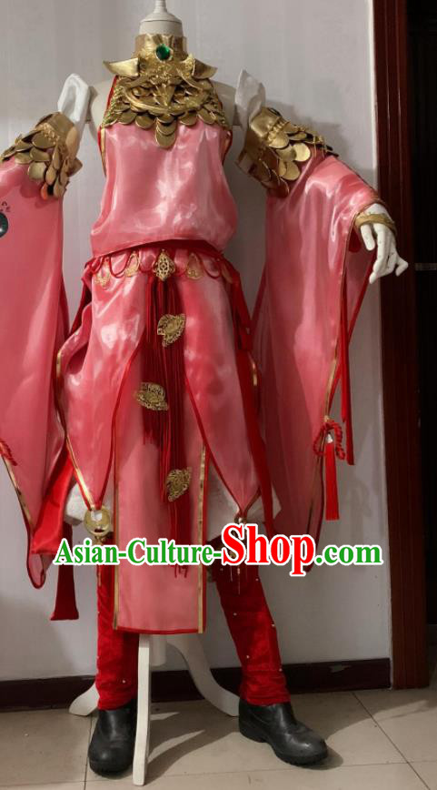 China Traditional Hanfu Chivalrous Male Pink Apparels Cosplay Swordsman Clothing Ancient Young Knight Garment Costumes