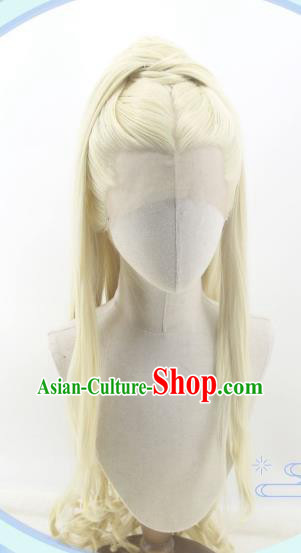 Handmade China Traditional Hanfu Swordsman Hairpieces Ancient Young Knight Headdress Cosplay Noble Childe Golden Wigs