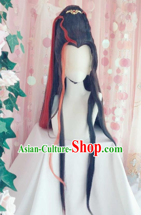 Handmade China Traditional Puppet Show Tian Bugu Hairpieces Ancient Swordsman Headdress Cosplay Young Hero Wigs and Hair Crown