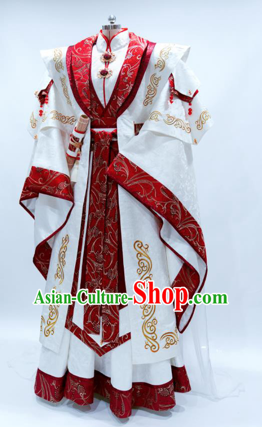 Custom China Puppet Show Emperor Mo Lisao Clothing Ancient Royal Highness Garment Costumes Cosplay Monarch White Outfits