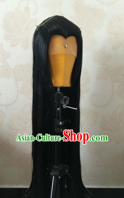 Chinese Ancient Young Hero Periwig Hair Accessories Handmade Puppet Show Swordsman Headdress Traditional Cosplay Warrior Wigs Hairpieces