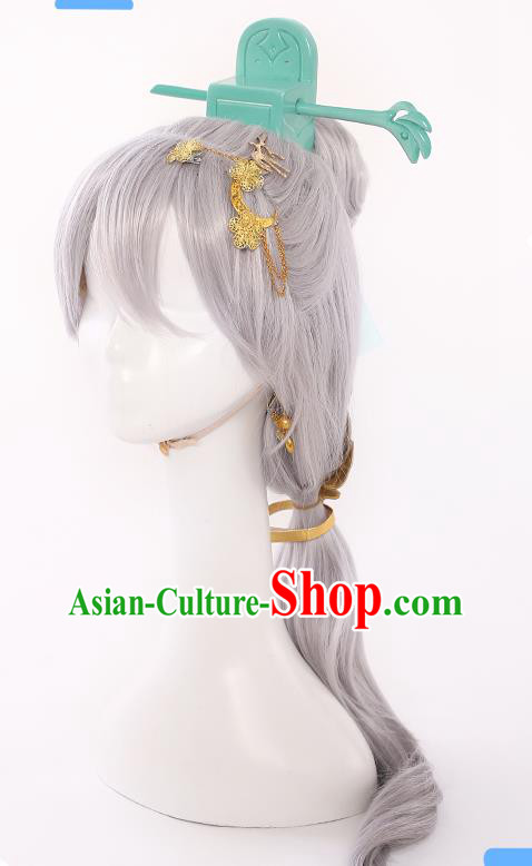 Handmade Demon Angel Grey Wigs Traditional Game Princess Hair Accessories Cosplay Fairy Hairpieces