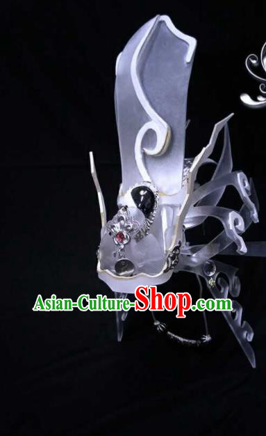 Chinese Traditional Puppet Show Prince Hairdo Crown Ancient Young Hero Hair Accessories Handmade Cosplay Swordsman Headpieces