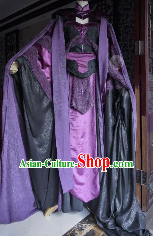 Custom Chinese Ancient Queen Clothing Cosplay Female Assassin Garment Costumes Puppet Show Yao Mingyue Purple Dress Outfits